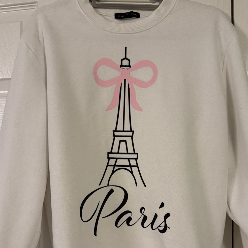White Paris Eiffel Tower Crewneck